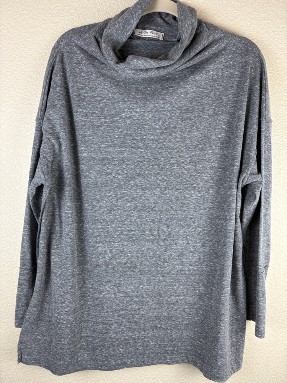 We The Free Women's Heathered Gray Cowl Neck Tunic Top Oversized XS